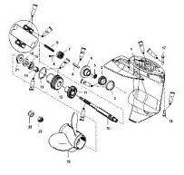 Корпус шестерни, карданный вал - 2.00:1 передаточное число(Non-Bigfoot) 4-Х ТАКТНОГО ПЛМ MERCURY F15 Серийный номер от 1B227000 до 1B727495